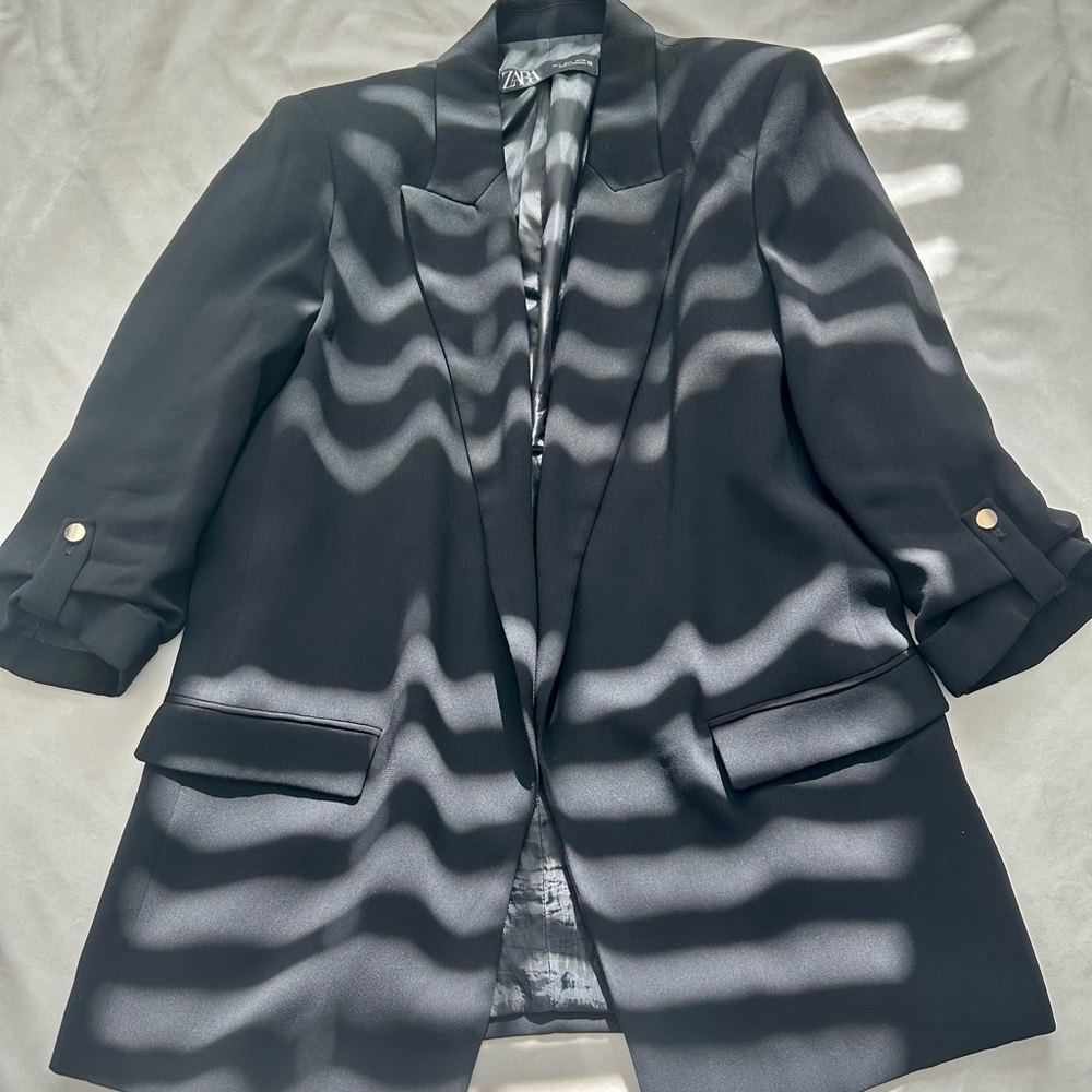 Zara Black Women's Blazer with Gold Button Accents